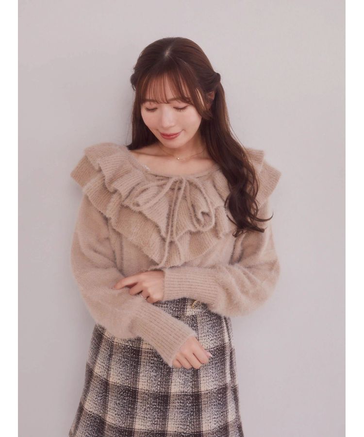 レースアップフリルニットプルオーバー/Areeam（アリーム）のニット