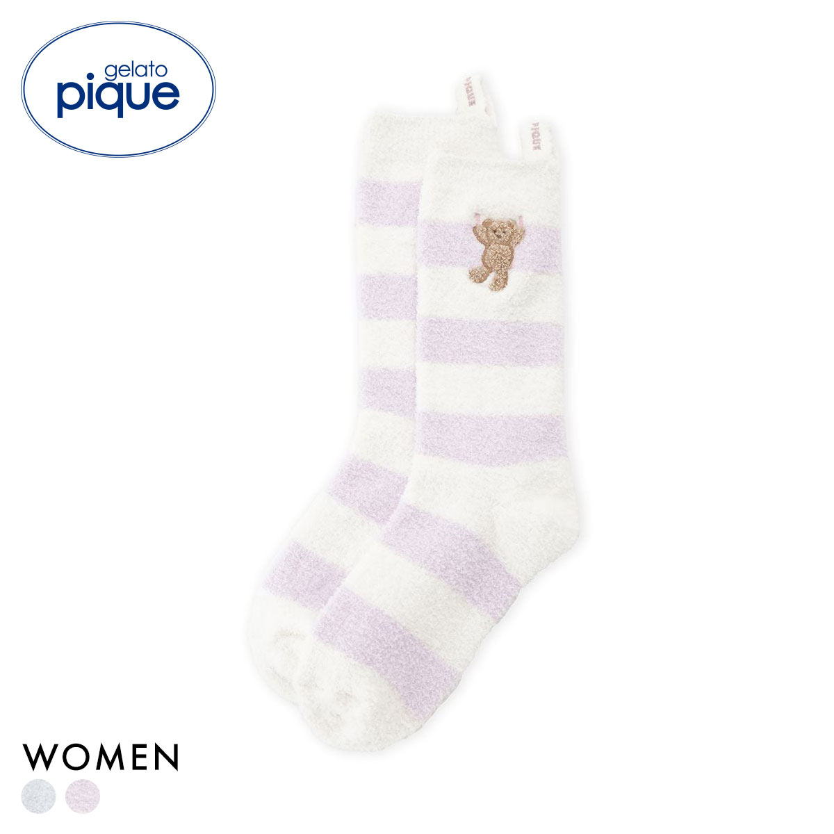 ジェラートピケ レディース エアリーモコベアボーダーソックス