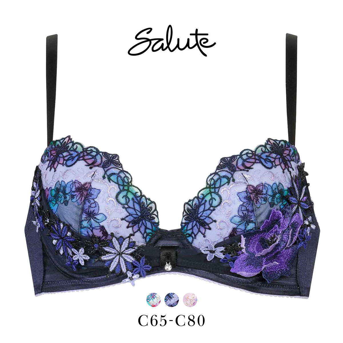 ワコール サルート 50グループ 50G リボンブラ ブラジャー C 谷間