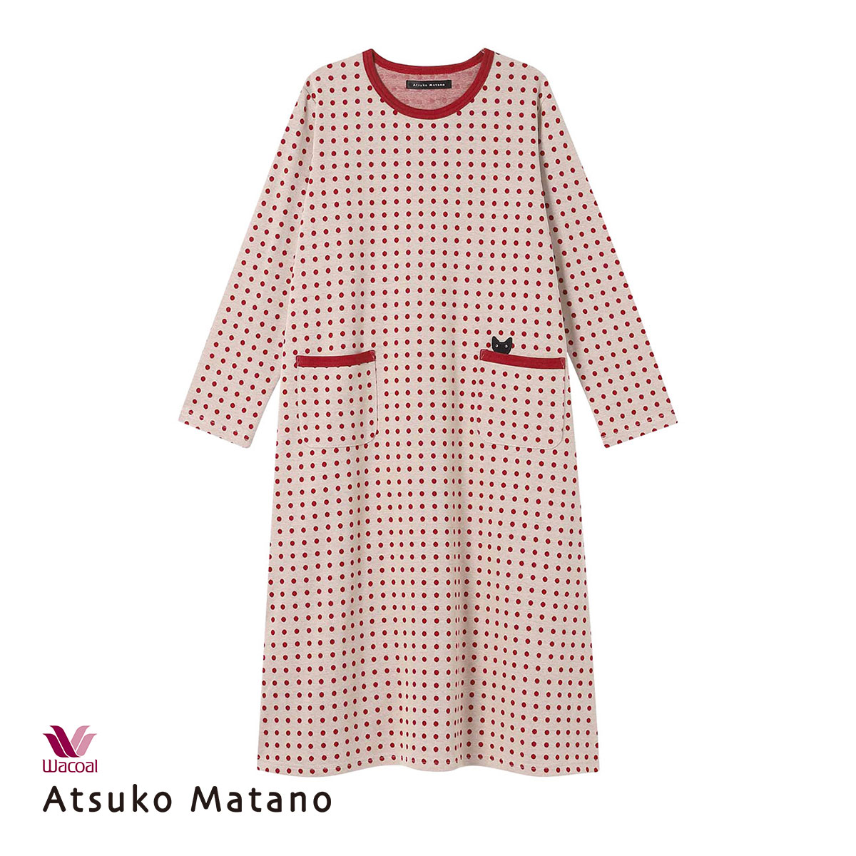 ワコール マタノアツコ ワンピース ルームウェア パジャマ ドット 綿