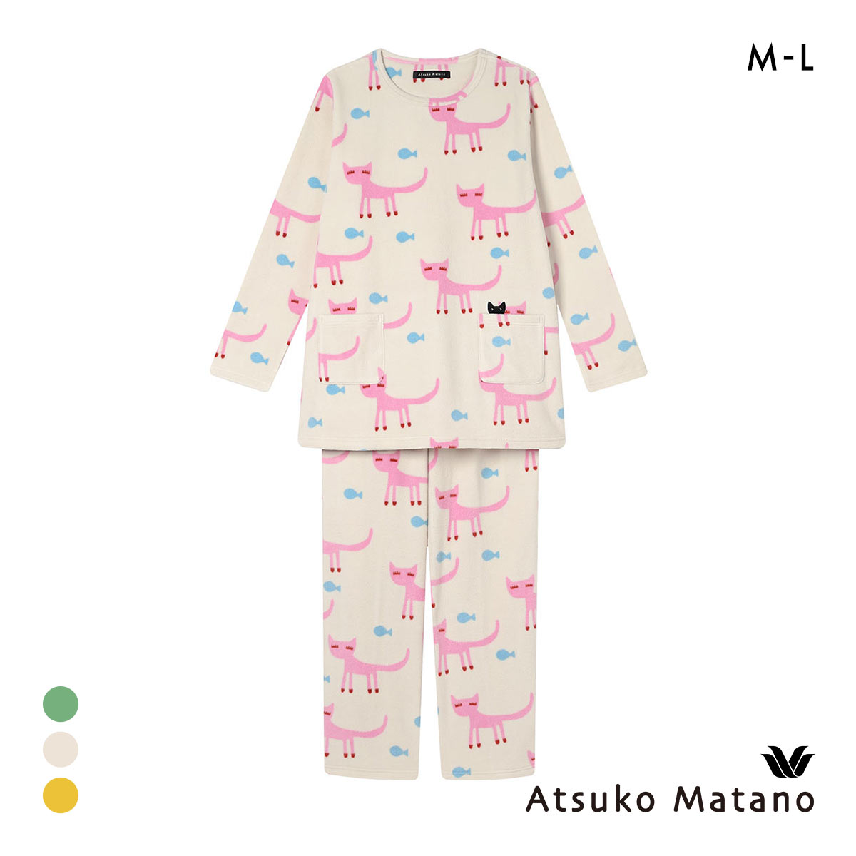 ワコール マタノアツコ フリース 長袖 パジャマ 上下セット ルーム