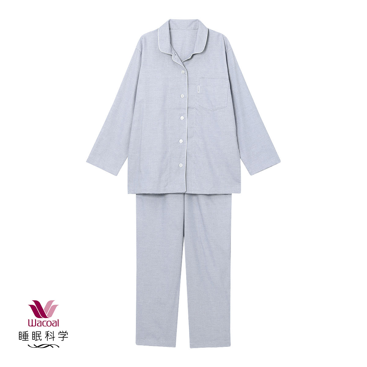 ワコール Wacoal 睡眠科学 レディース 綿100％ シャツパジャマ 長袖