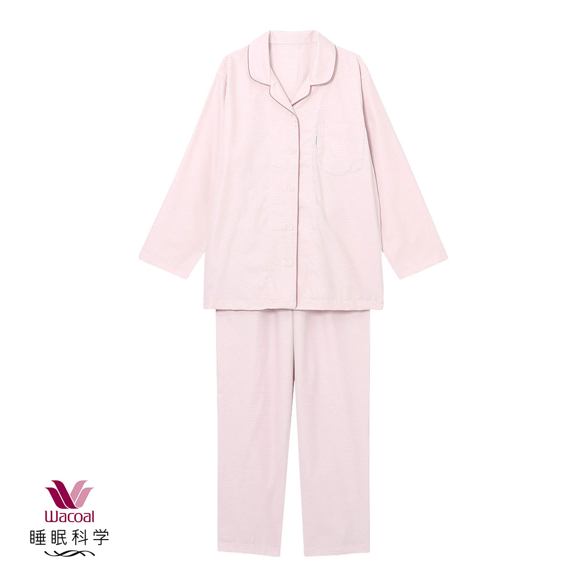 ワコール Wacoal 睡眠科学 レディース 綿100％ シャツパジャマ 長袖