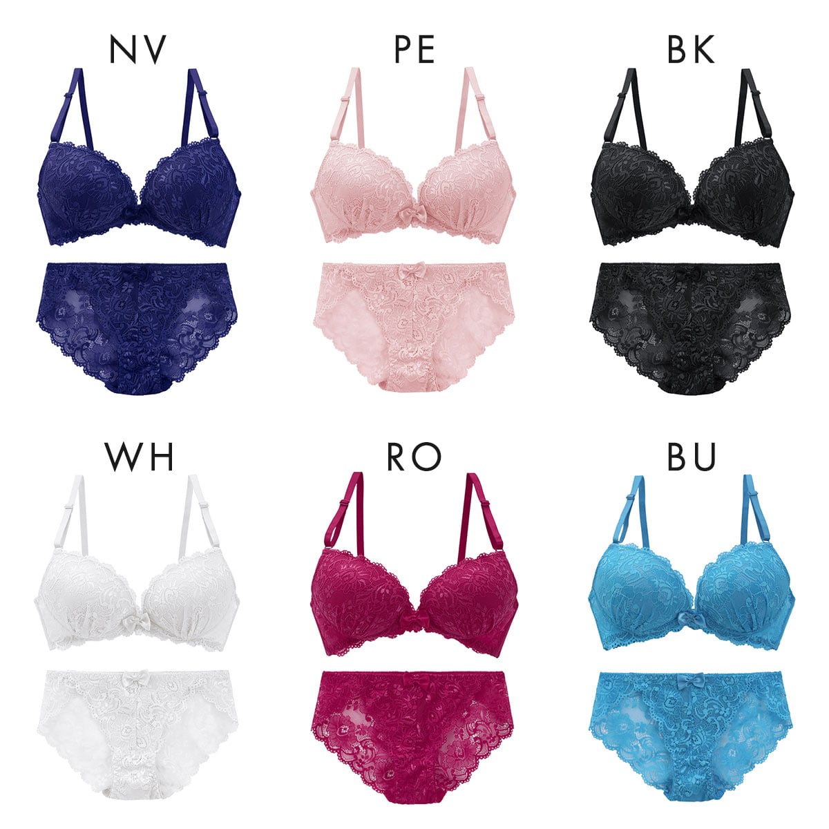 谷間 × ノンワイヤー シンプルレース ブラジャー ショーツ セット