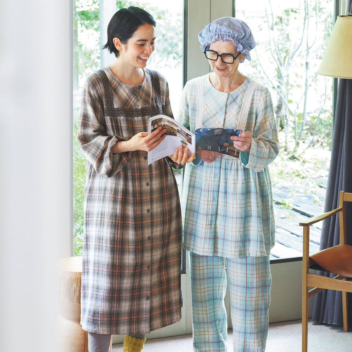 キッドブルー トリプルガーゼオンブレーチェック ルームウェア 長袖