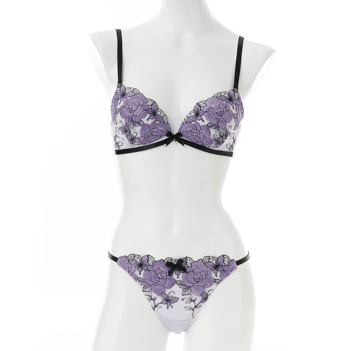 プチマリー ローズ刺繍 ブラセット ABCDEF ブラジャー ショーツ セット