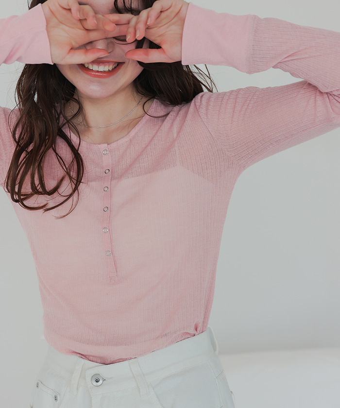 シアーテレコヘンリーネックトップス【メール便可／85】 | titivate