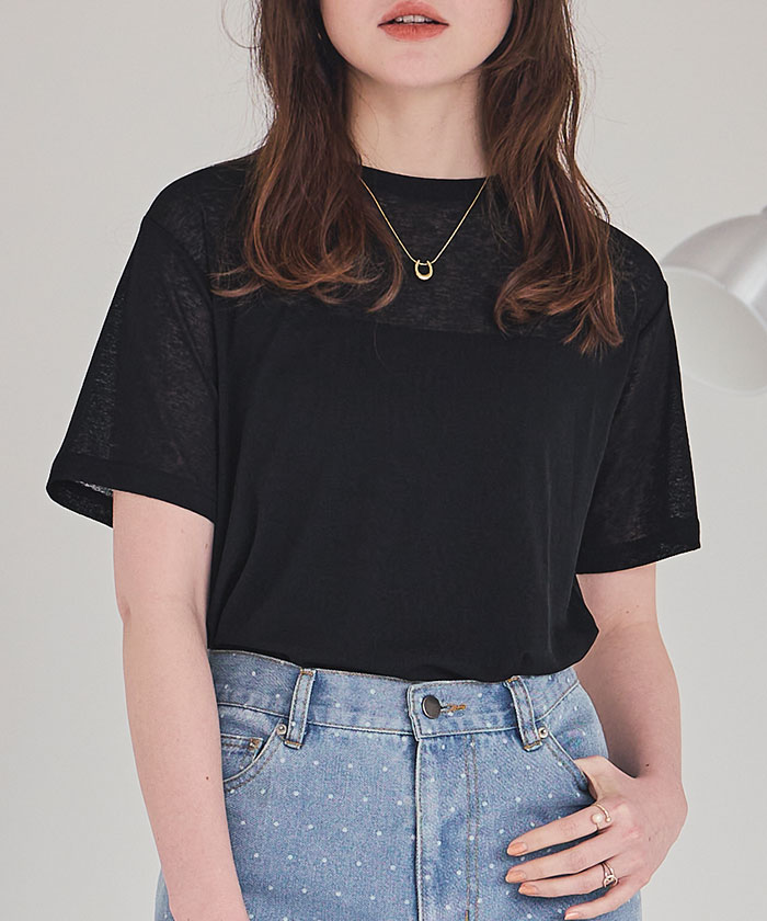 ハーフスリーブシアーカットソートップス【メール便可／50】 | titivate