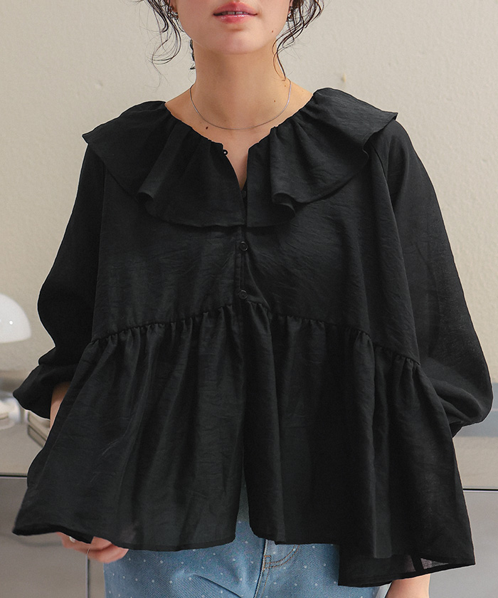 襟フリルシアーブラウス | titivate