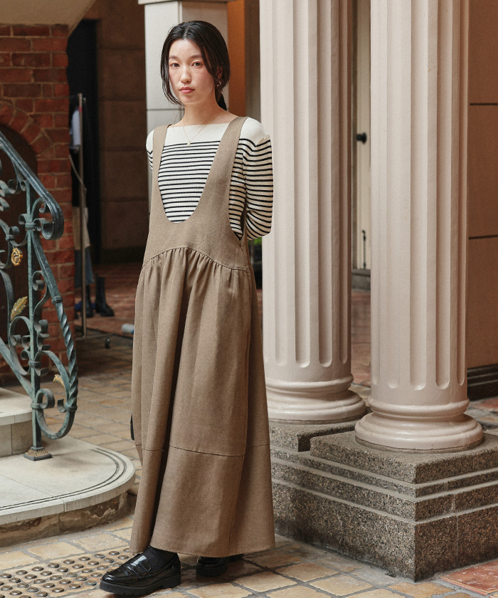 Uネックコクーンシルエットジャンパースカート | titivate