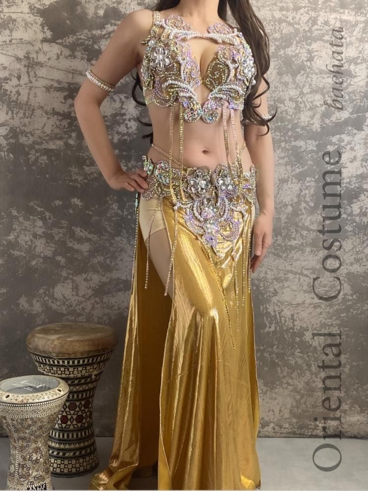 ベリーダンス衣装 ゴールド CT0130（M-L） - bachata ベリーダンス衣装