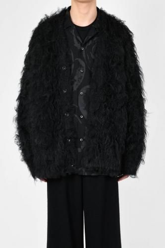 LAD MUSICIAN / LOOP YARN SHAGGY KNIT CARDIGAN / BLACK - LAD