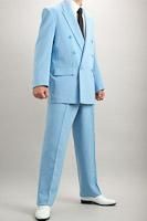 カラースーツ ダブル ライトブルー・水色スーツ・空色スーツ｜日本製