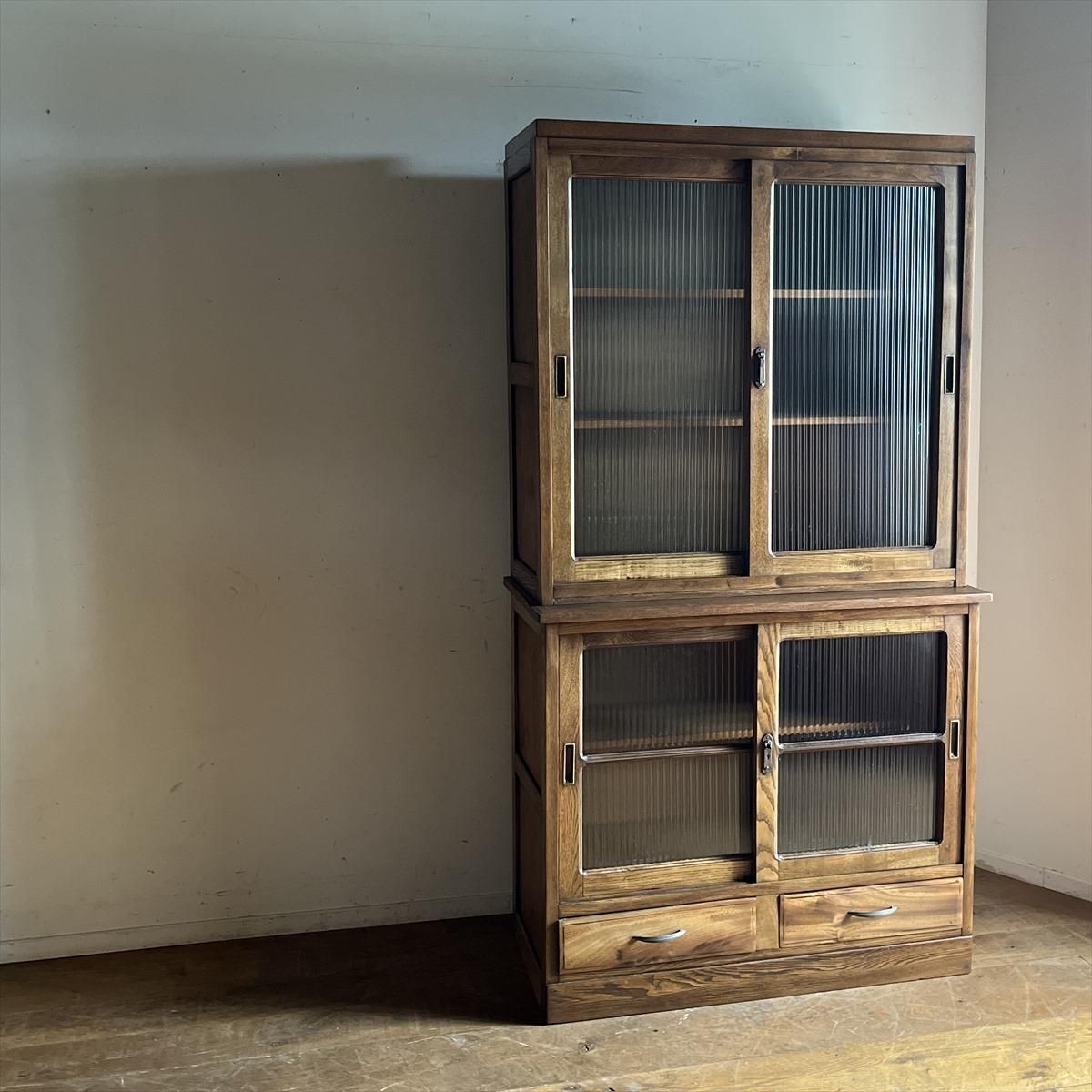 食器棚/モールガラス - 古家具・古道具 アンティーク家具 kubu（クブ）