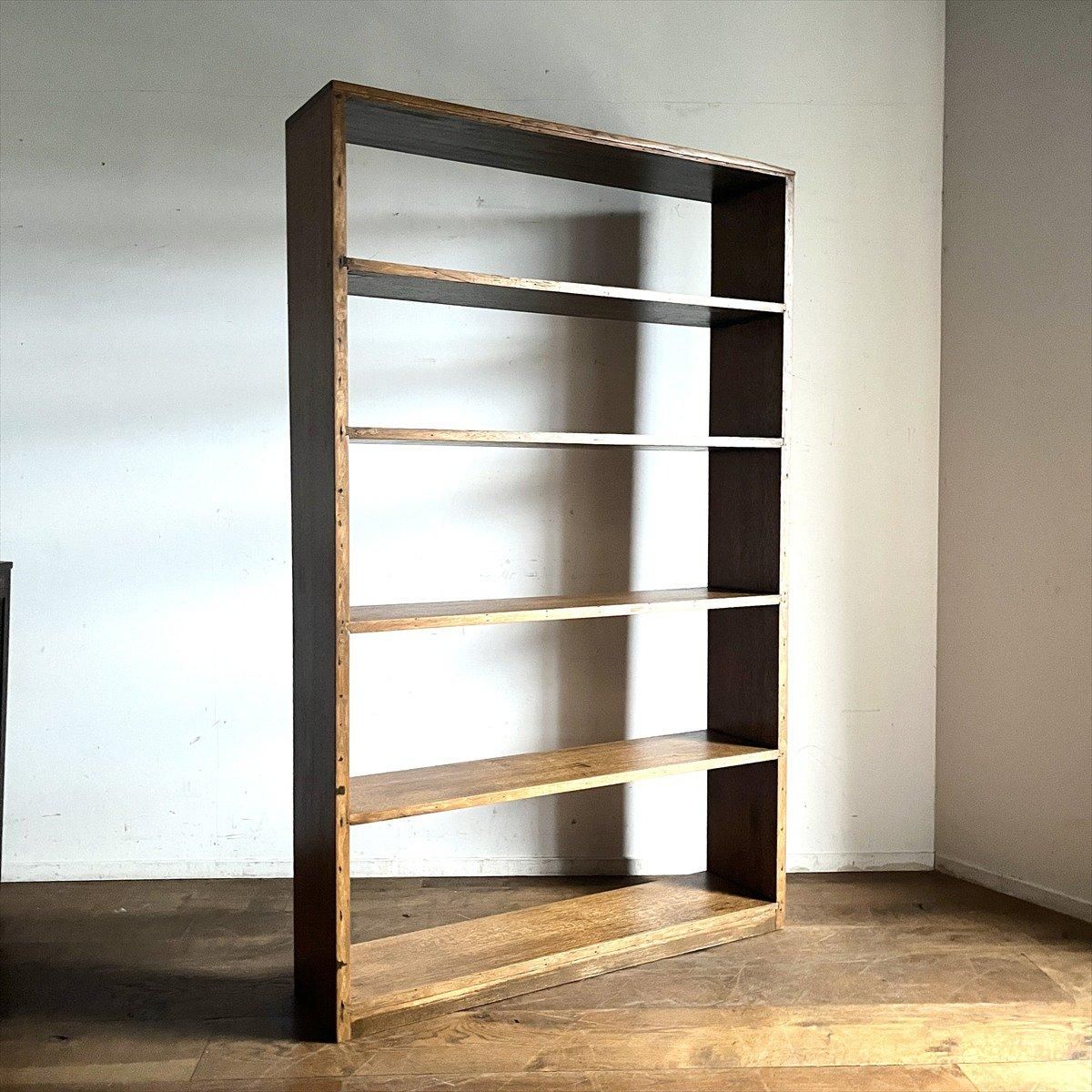 本棚 収納棚 ブックシェルフ キャビネット ラワン材 古家具