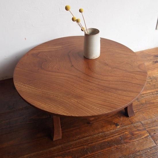 送料込み 栓(セン)とブナの大きめ丸ちゃぶ台 古道具 古家具 カフェ 古