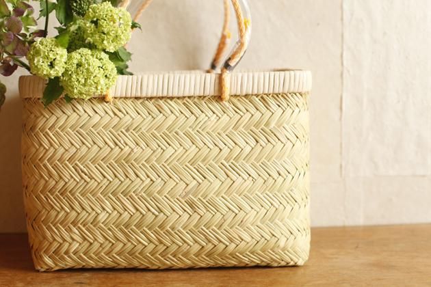 国産 篠竹市場カゴ 希少 カゴバッグ 篠竹 市場かご（Sサイズ