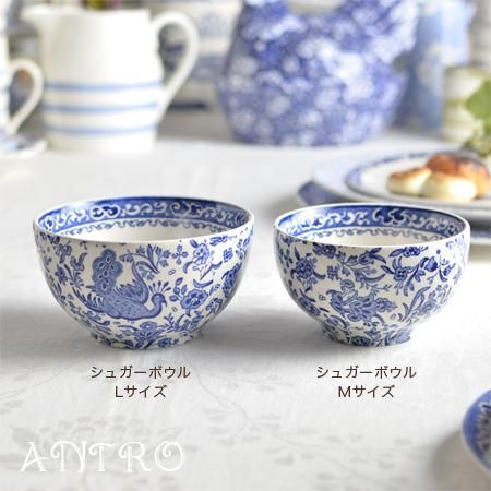 イギリス食器 Burleigh ブルーリーガルピーコック シュガーボウルL