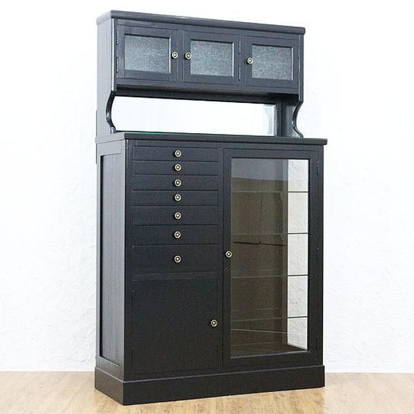 飾り棚 デンタルキャビネット 昭和初期 プレスガラス