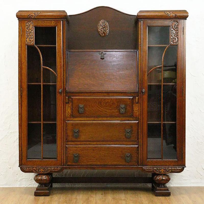 アンティーク調のイギリス製オーク材サイドバイサイドライティング