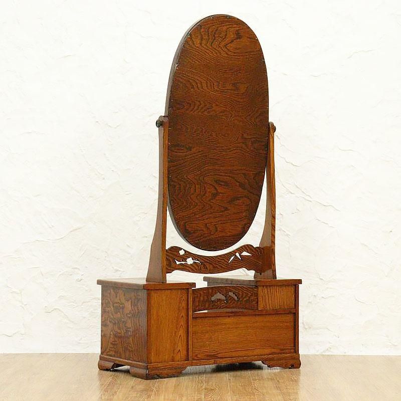欅玉杢鏡台 鏡交換済み 大正ロマン化粧台