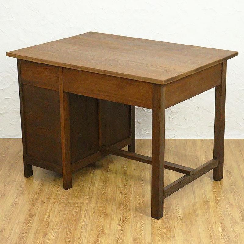 ナラ×ケヤキ材のレトロ片袖デスク｜幅106.5cm・収納力と実用性を備えた