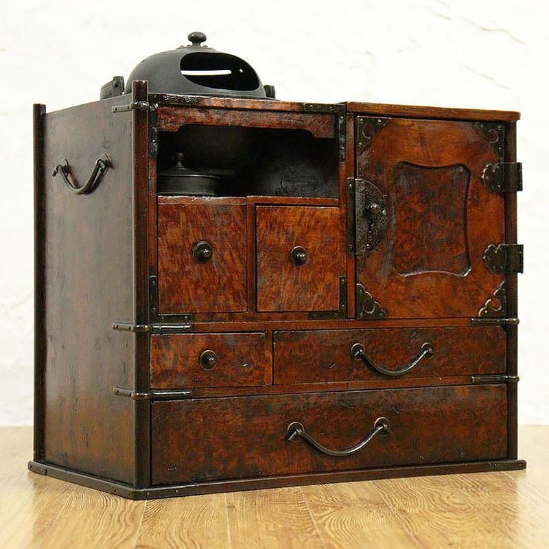 銀製三越 煙草具 煙草盆 内唐木 煙草入 小箱 喫煙具 小物入