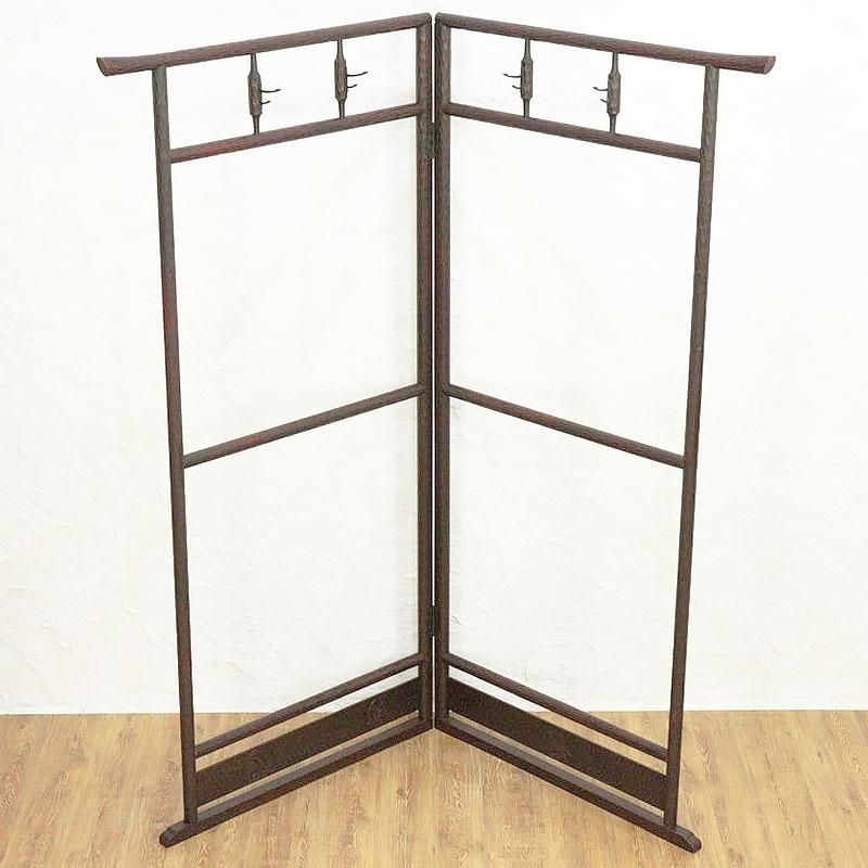 杉材衣桁 アンティーク着物掛け 二つ折り仕様