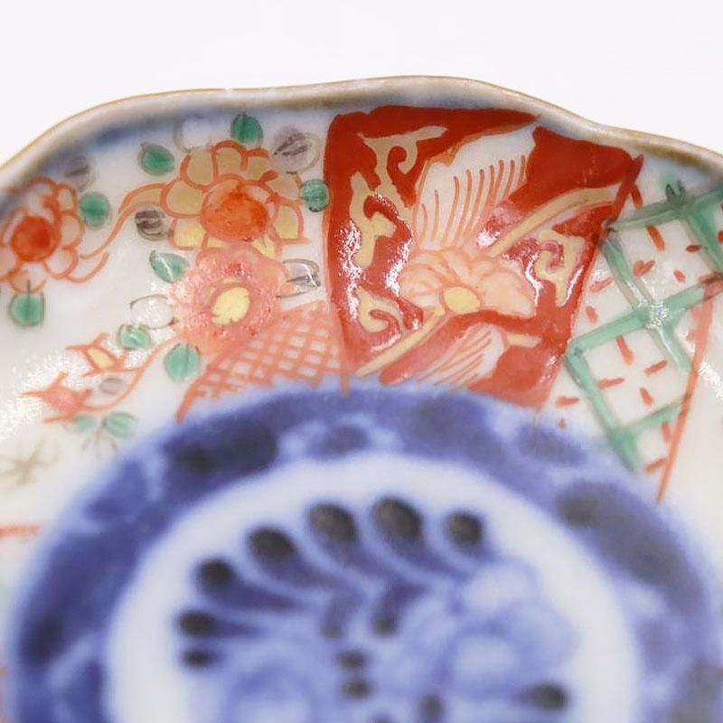 手描き色絵豆皿 手塩皿 伊万里焼アンティーク直径8cm高さ2cm