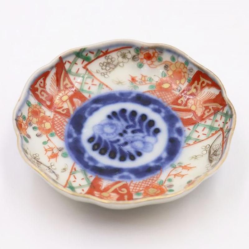 手描き色絵豆皿 手塩皿 伊万里焼アンティーク直径8cm高さ2cm