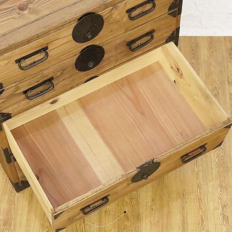 明治大正時代の桐×杉箪笥｜丸金具が美しい｜和の空間に調和