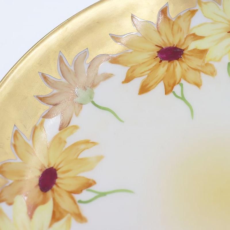 リモージュ手描きリムジュ飾り皿アンティーク金彩花柄プレート 直径22