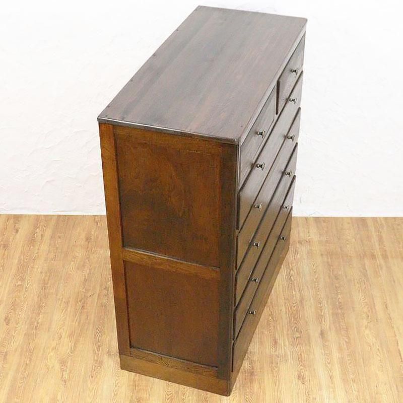 昭和レトロ木製パタパタ下駄箱｜引出し付きキャビネット｜欅×杉の玄関収納