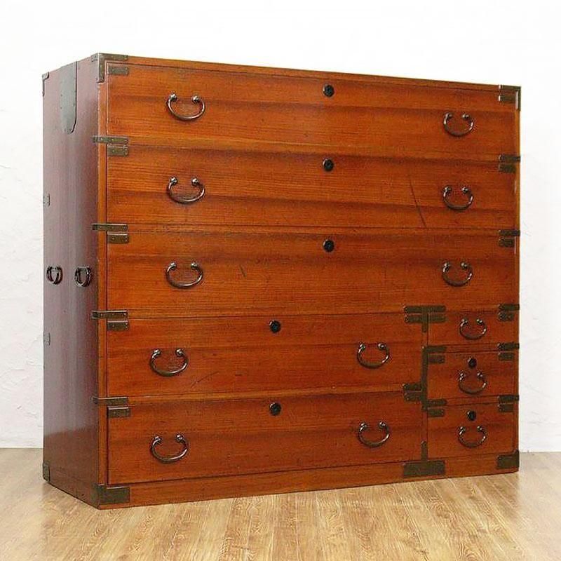 和箪笥 四尺 朱色 大正昭和初期 和モダン 桐製 アンティーク