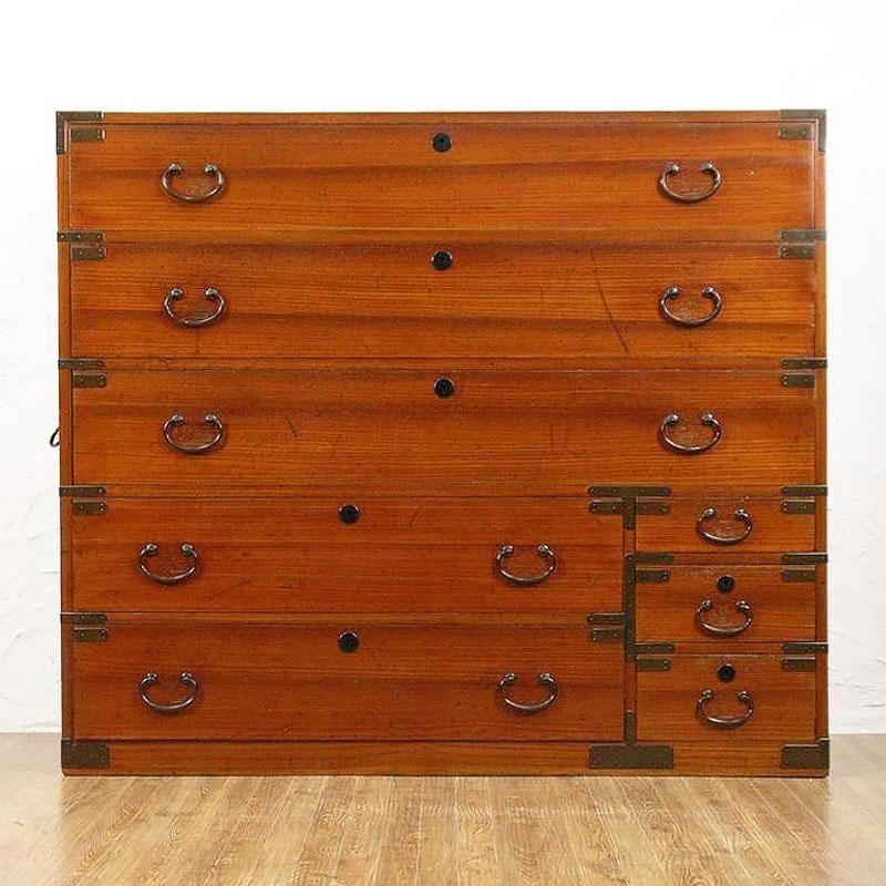 和箪笥 四尺 朱色 大正昭和初期 和モダン 桐製 アンティーク