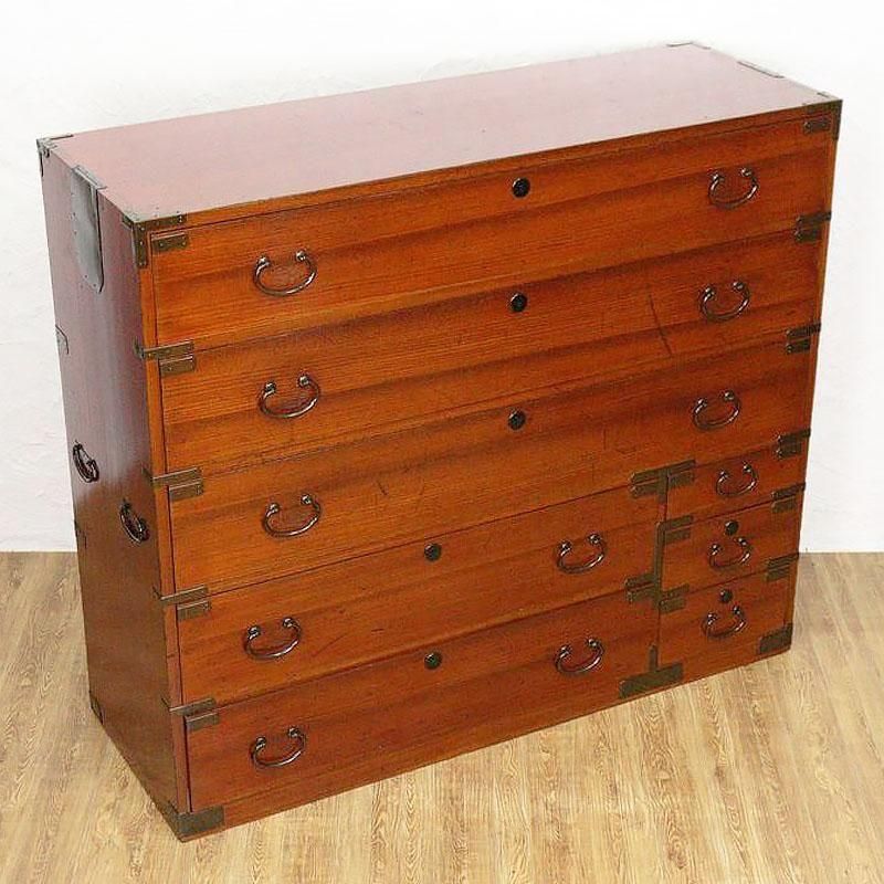 和箪笥 四尺 朱色 大正昭和初期 和モダン 桐製 アンティーク