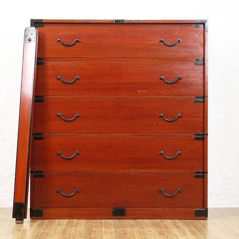 和箪笥 総桐閂付き 大正 朱和箪笥 三尺 アンティーク