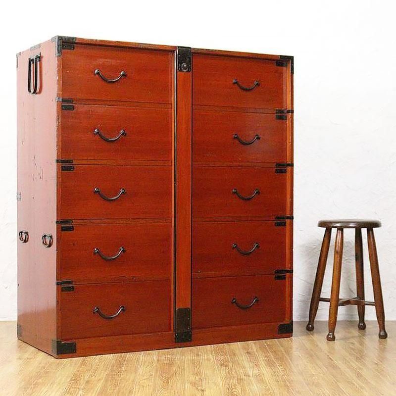 和箪笥 総桐閂付き 大正 朱和箪笥 三尺 アンティーク