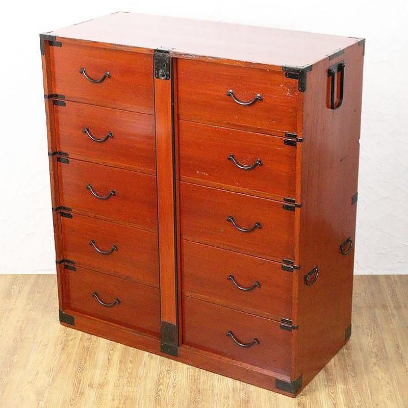 和箪笥 総桐閂付き 大正 朱和箪笥 三尺 アンティーク