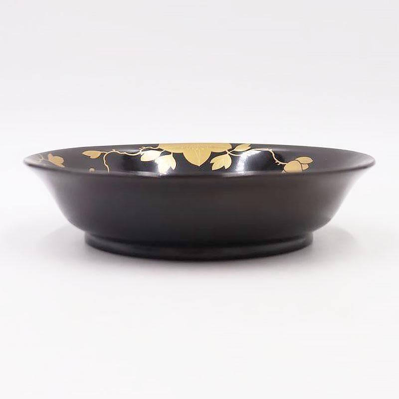 銘々皿 昭和初期の蒔絵入り黒塗りの味わいアンティーク