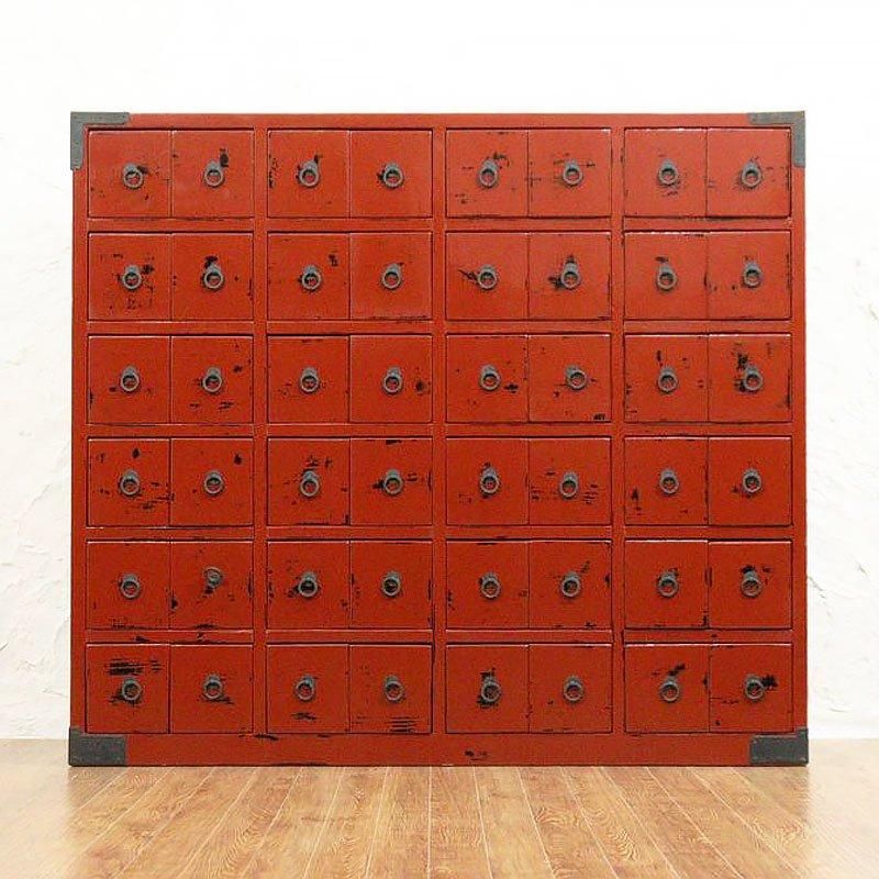 根来塗り 薬箪笥 48杯 昭和初期 日本製 アンティーク