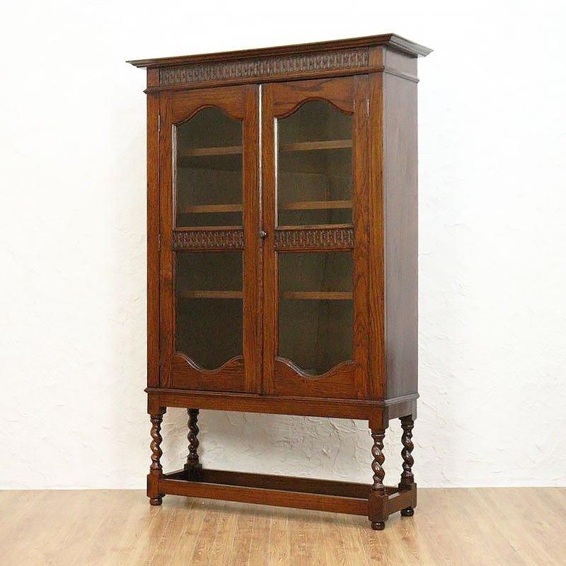 書棚 イギリス製 オーク材 ツイストレッグ ブックケース