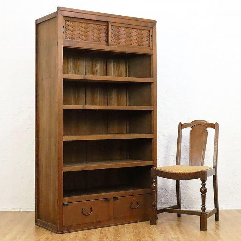 網代の棚 引戸 水屋 食器棚 本棚 飾り棚 和風 和家具 日本のインテリア