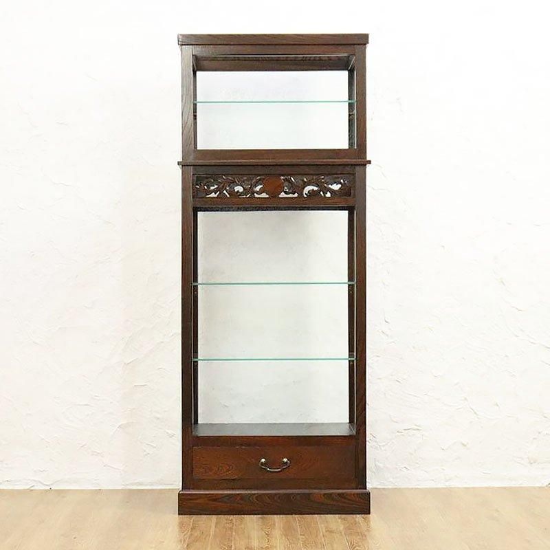 飾り棚 和風ショーケース 大正ロマン 結霜ガラス入り スリム