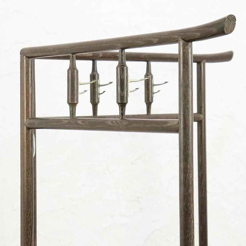 フック付き桑材衣桁 アンティーク着物掛け