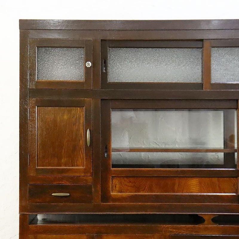 キャビネット 一間両面食器棚 近江水屋 二段重ね 大正昭和時代