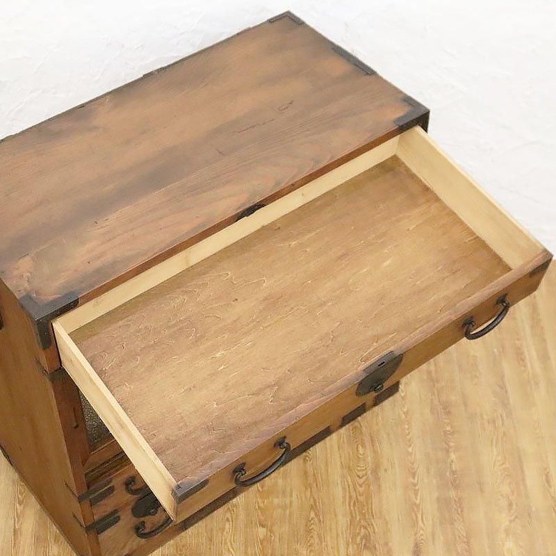 明治時代後期の杉製帳場箪笥｜幅75.5奥行37高さ73｜繊細な収納家具