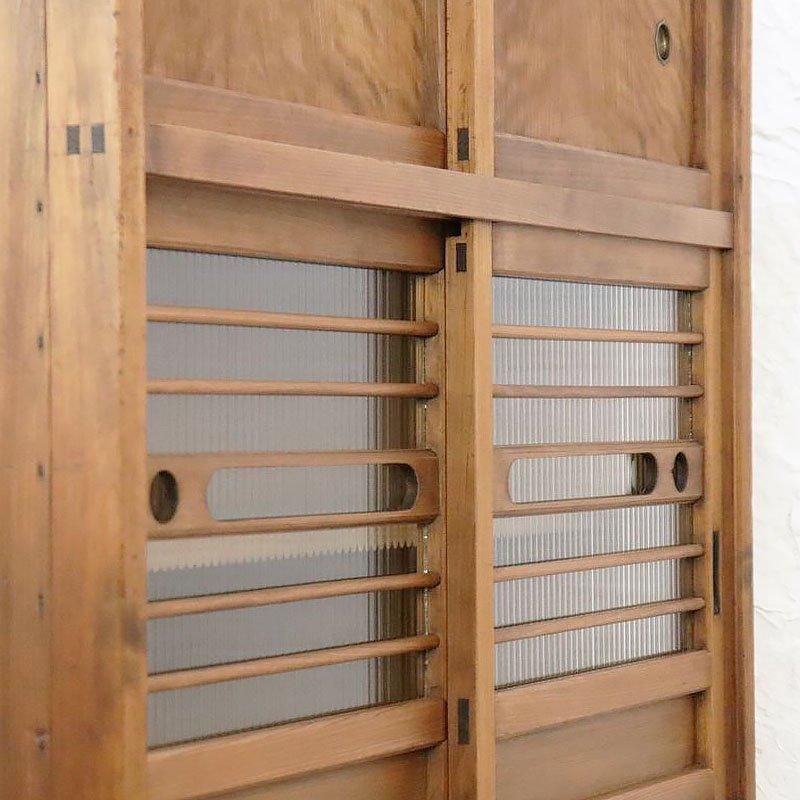 キャビネット 水屋箪笥 モールガラス入り 大正昭和 和モダン