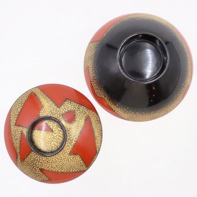 吸物椀 沈金 大正昭和初期 幾何学模様 直径13.5cm