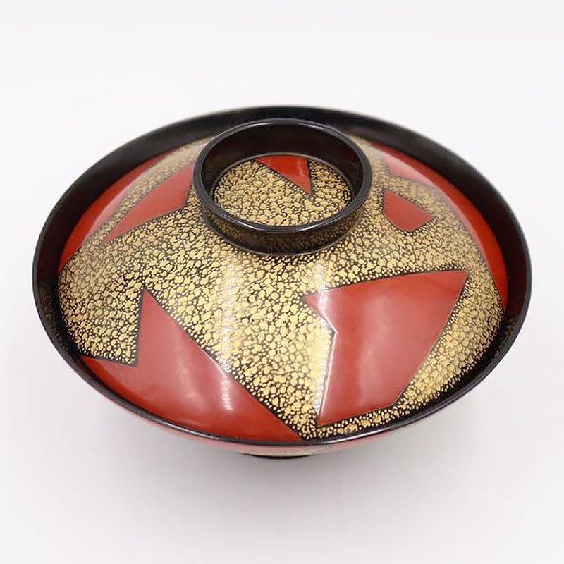 吸物椀 沈金 大正昭和初期 幾何学模様 直径13.5cm